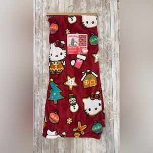 Hello Kitty deep red Christmas Cookie Gingerbread Holiday Blanket NWT Throw